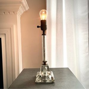 Antique Art Deco Etched Glass Lamp